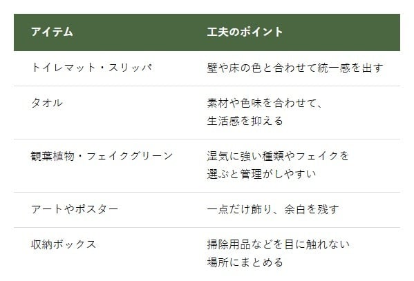 トイレのアイテムと工夫のポイント